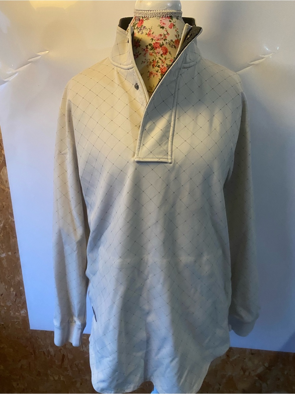 BYLT Basics Cream Quilted Snap-Front Pullover